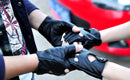 Lady PU Leather Mittens Fingerless Fad Punk Motorcycle Gloves Black SE3C