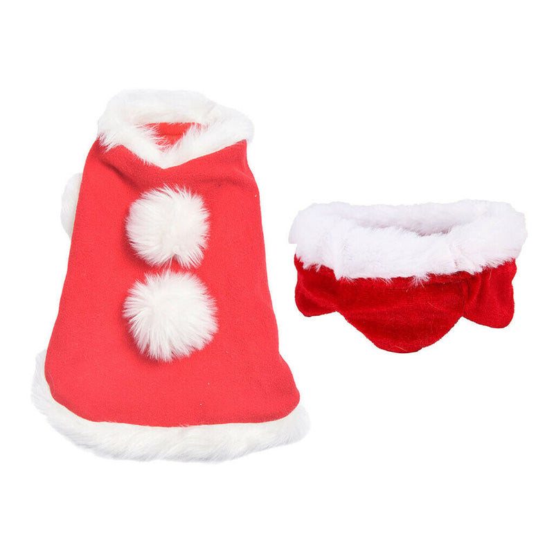 Christmas Cloak&Scarf Costume Set With Bells Pet Clothes Apparel L