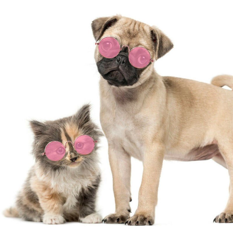 Lovely Dog Cat Glasses Pet Eye Protection Sunglasses Photos Props (Pink) A