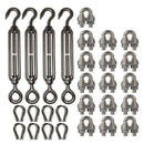 4-Pcs Turnbuckle/Tension(Eye&Hook, M6), 16-Pcs 1/8 Inch Wire Rope Cable Cli O3P9