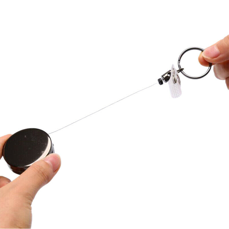1pc Retractable Badge Holder Reel Name Card Keychain Metal ID Belt Clip Keyr Kw