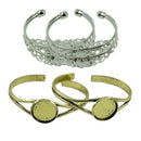 8pcs Filigree Flower Bezel Bangle Settings Cabochon Blank Tray DIY Mix Size