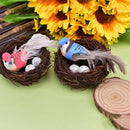 Garden Ornament Simulation Bird Nest Set Rattan Craft + Artificial Bird + EgA3C
