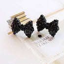Rhinestone Crystal Earring Cute Earrings NEW Black Bowknot Bow Tie StudME