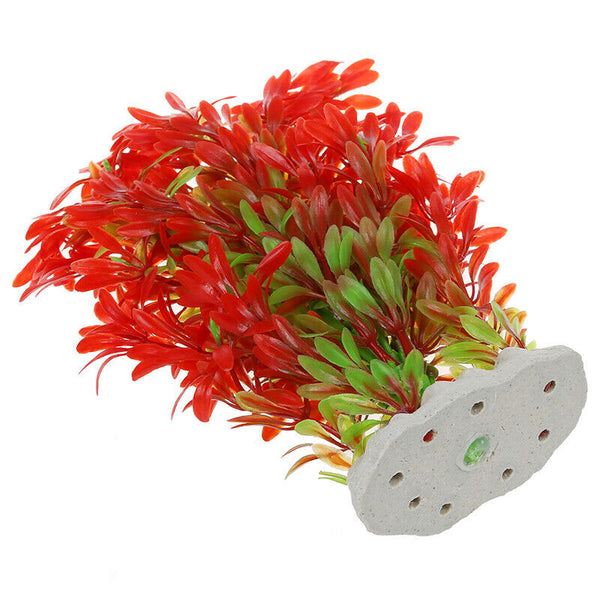 Artificial Plastic Plant Decoration for Aquarium Fish Tank Red Green Color P4C7