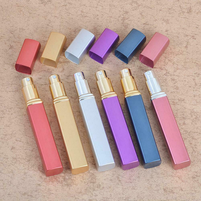 6pcs 12ml Travel Refillable Perfume Bottle Aluminum Casing Glass Liner Fine Mist