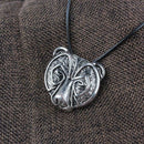 Exotic Talisman Viking Bear Head Pendant Necklace Religion Leather Chain