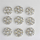 10pcs Alloy Rhinestone Flower Buttons for DIY Bridal Wedding Embellishments