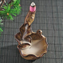 Ceramic Backflow Incense Burner Cones Lotus Leaf Fragrant Smog Home Decor