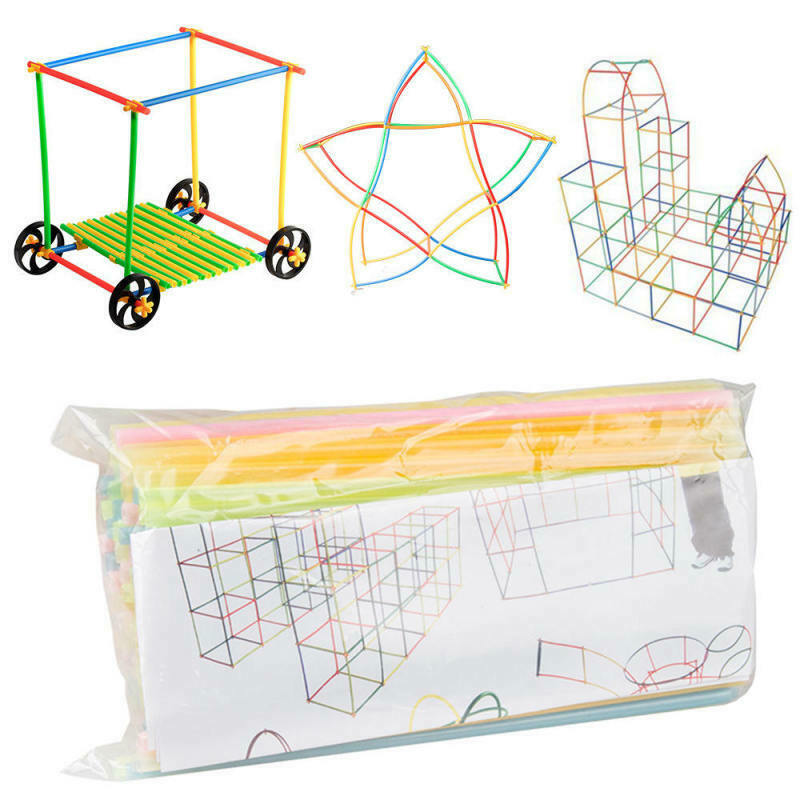 Space Puzzle Straw Splicing Assembly Building Blocks Kids Toys Gift