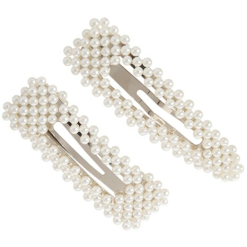 Pearls Hair Clips For Women Girls 4Pcs Large Bows/Clips/Ties For Birthday V F9C9