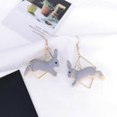 Women Lovely Rabbit Animal Geometric Square Drop Dangle Earrings Jewelry Gift.ES