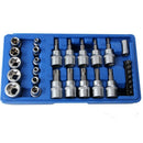 29PCS/Set Vanadium Steel Sleeve Socket Set & Bit Male Female E&T Sockets wi