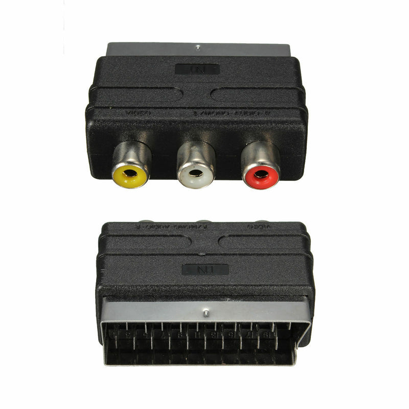 hot SCART Male Plug to 3 RCA Female A/V Audio Video Adaptor Converter for TV lj