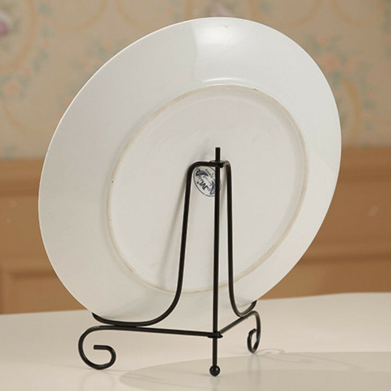Iron Display Easel Dish Show Stand Bowl Plate Display Rack Decor BLK 4inch