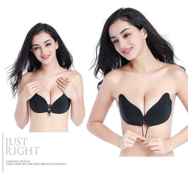 Sexy Wireless Push Up Invisible Bras Women Adhesive Fly Bra (Dot Black C) A