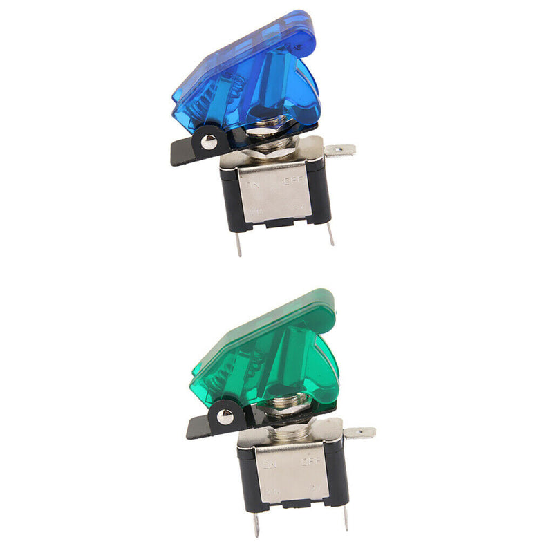 2 Pieces Universal Car 12V 20A Rocker Green+Blue LED Light Toggle 2Pin Switch