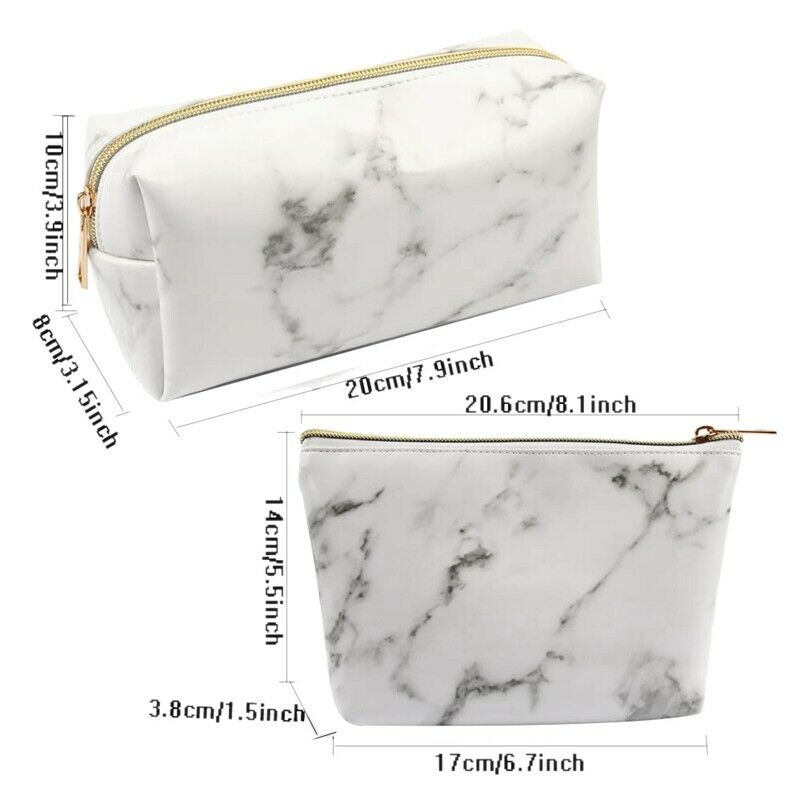 3 Pack Marble Makeup Bag Set Portable Toiletry Pouch Bag Waterproof Organiz W6S6