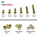 300pcs M3 Brass Phillips Pan Head Screws Bolt & Hex Nuts Washers Assortment