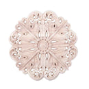 Rubber Wood Carved Round Applique Furniture Natural Unpainted For Home Deco S2V8