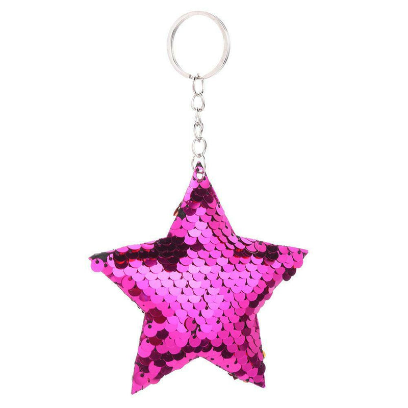 Colorful Sequins Keychain Star Shining Girl Backpack Jewelry Gifts (Purple) A