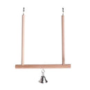 Bird Perch Parrot Play Toys Stand Holder natural Wooden Swing Bell Cage HangingL