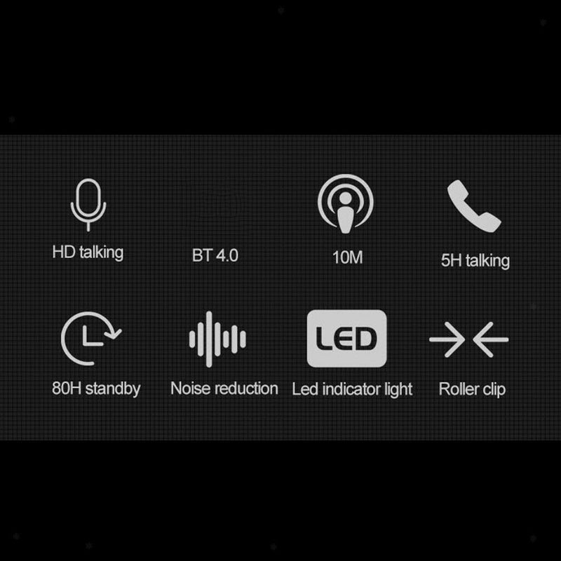 Bluetooth Headset Clip Earphone Sport Universal Earpiece Handsfree Golden
