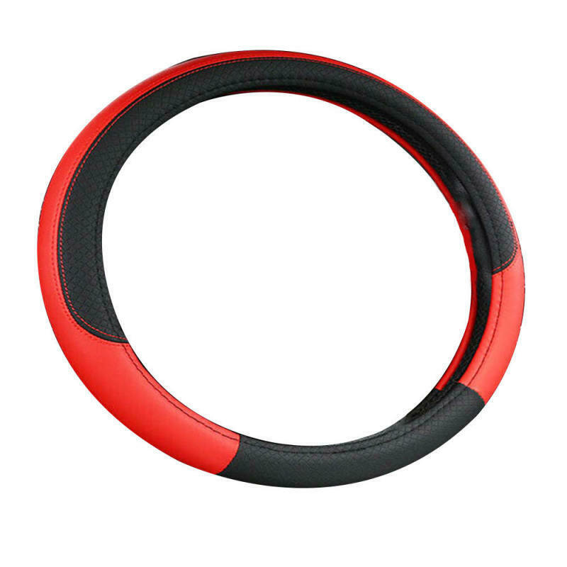 1* New Car PVC Leather Steering Wheel Cover Anti-slip Protector 38cm /15inch Red