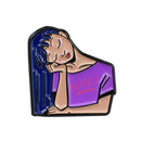Cartoon Bored Girl Drip Oil Brooch Denim Jacket Badge Lapel Pins (Style 2) A