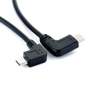 Left Angle 90 Degree Micro USB to Type-c Cable Converter OTG Adapter Data Co RES