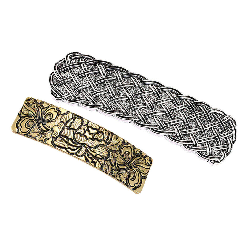 2Pcs Floral French Barrette Celtic Large Hair Clip Clamp Hairpin Clasp