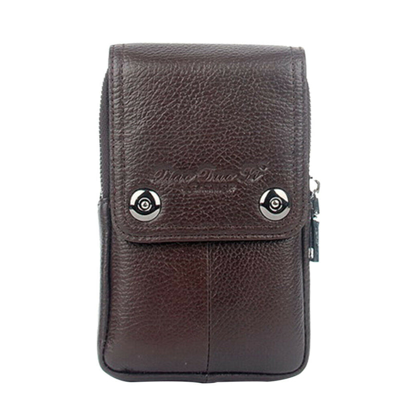 New Portable Soft Leather Belt Purse Bag With Zip Pockets and Phone Pocket for