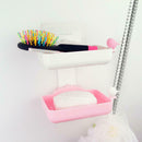 Bathroom Double Layers Strong Sucker Soapbox Soap Draining Holder Soap Dish
