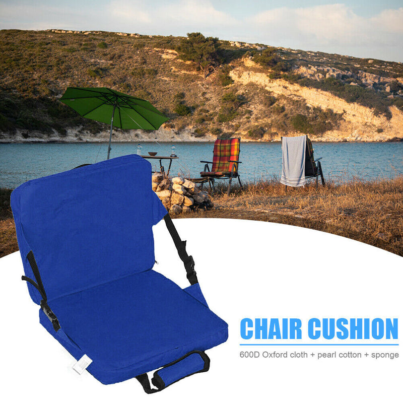 Outdoor Cushion Chair Camping Beach Foldable Seat Pad with Backrest (Blue)
