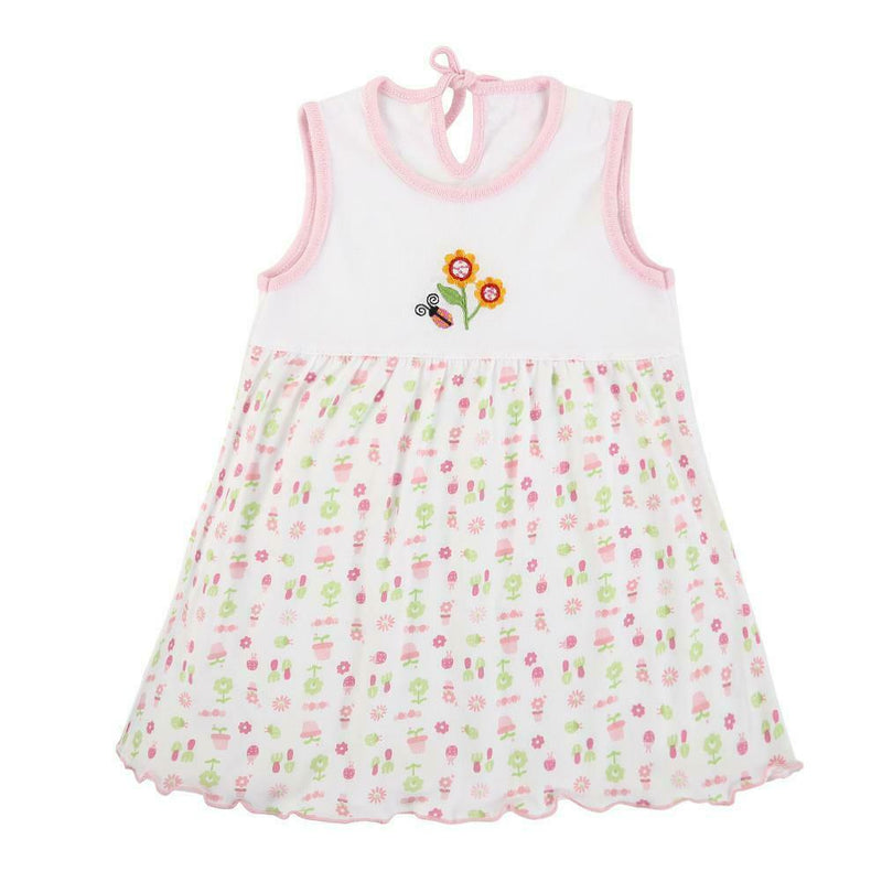 Baby Summer Dresses Girls O-Neck Sleeveless Cute Flowers Cotton Mini Dress