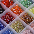 1200PCS 24 Mixed Color Crystal Faceted Glass Beads Spacer Loose Beads Charms for