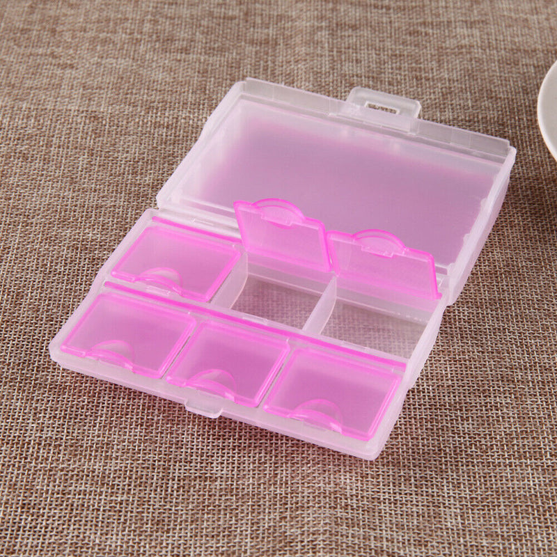 Travel Tablet Pill Medicine Dual Layer 6 Compartments Dispenser Box(Pink)