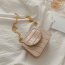 Pure Color Leather Mini Shoulder Bags Women Chain Messenger Bags (Beige)