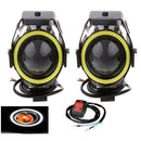 2Pcs U7 Motorcycle Headlight Angel Eyes Light LED Fog Spotlight + Switch Kits