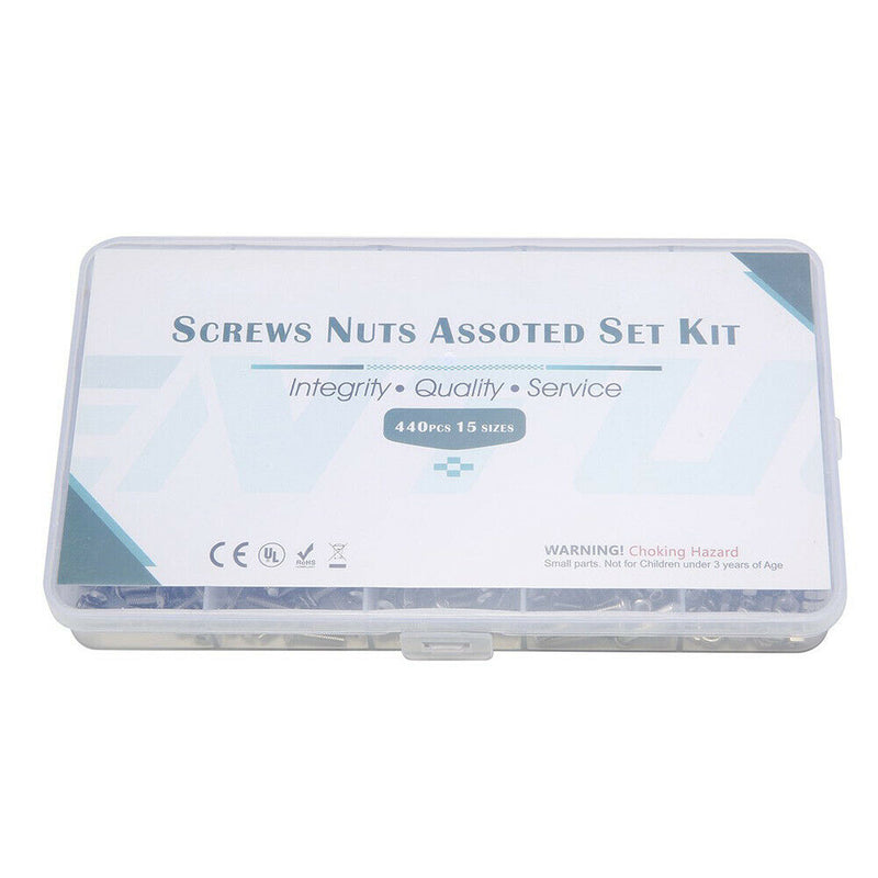 440pcs DIY Tool Stainless Steel Assortment Bolts Nuts Set Button Head