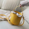 Plaid Bowknot Shoulder Handbags Leather Women Crossbody Bucket Bag (Yellow) A