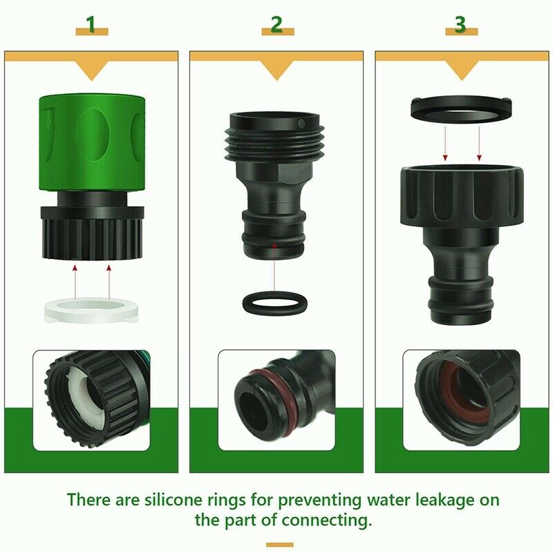 Garden Quick Connect Release Water Hose Fittings Plastic Connectors, Male &