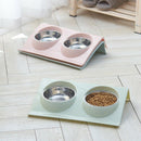 Stainless Steel Double Bowls Food Anti Ants Water Dog Bowl Cat Feeder Cat P R8Q7