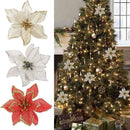 10Pcs Glitter Poinsettia Flowers Christmas Wreath Tree Decorations Xmas Gifts AU