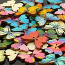 100pcs Assorted Butterfly Design 2 Holes Wooden Buttons for Sewing Craft 28mm