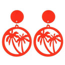 Fashion Simple Hollow Coconut Earrings Simple Fluorescent Earrings Rose Red