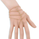Women Cuff Bracelet Hand Harness Punk Multilayer Tassels Chain Link Ring FT