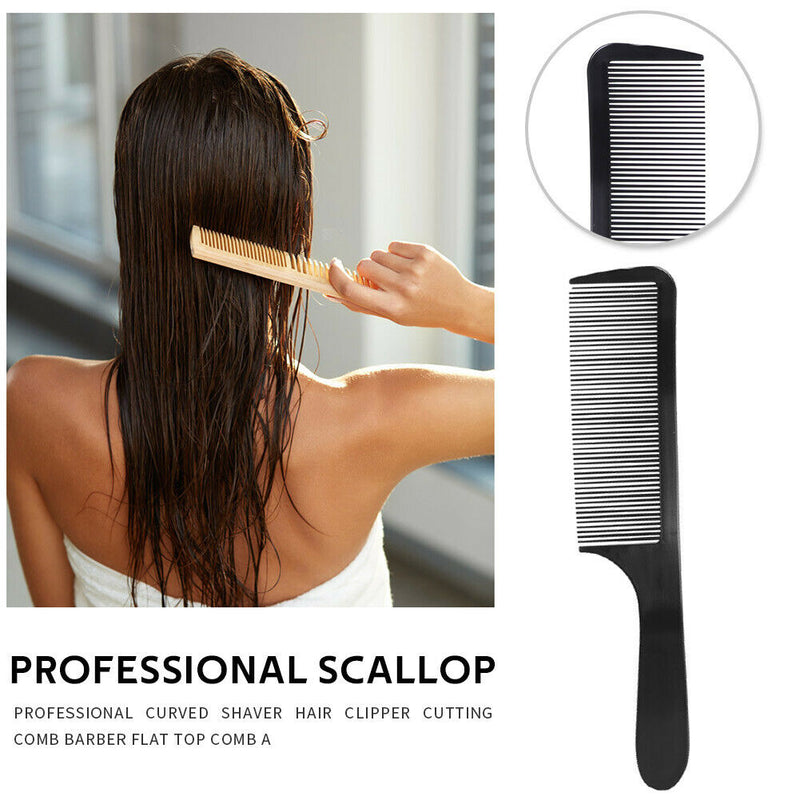 Curved Hair Clipping Cutting Arced Comb Flat Top Haircut Comb Brush (Black) A