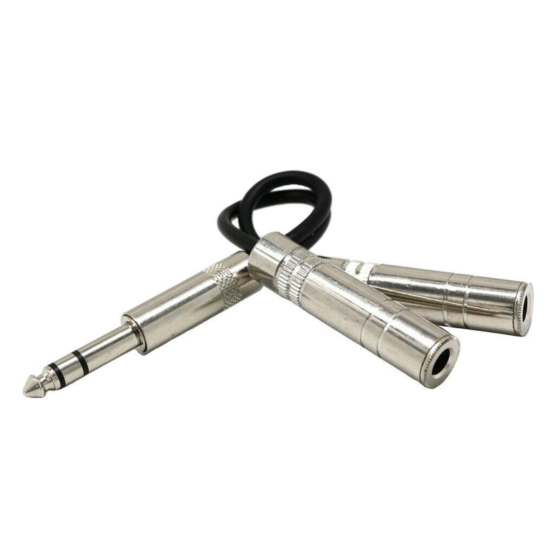 2x 6.35mm Male To 2X 1/4" Female Audio Y Splitter Stereo Speaker