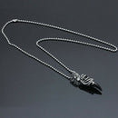 Men Choker Stainless Steel Black Crystal Wolf fang Pendant Necklace